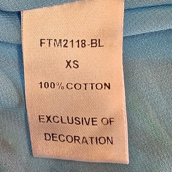 100% Cotton THML Blue Floral Sleeveless Dress Size XS Ruffle Neck/Hem Pockets - Picture 6 of 7